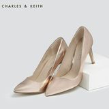 特价正品小ck CHARLES&KEITH 玫瑰金色女鞋 尖头高跟鞋单鞋