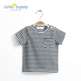 cutebunny2016宝宝夏装新款 男童短袖纯棉条纹圆领T恤 婴儿衣服