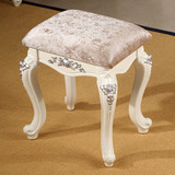 欧式梳妆凳化妆凳换鞋凳子美甲凳田园凳象牙白色雕花复古梳妆台凳