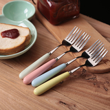 大小便携餐具 彩色勺子 陶瓷不锈钢套装餐具饭勺冰淇淋西瓜水果叉