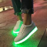 韩版春季七彩发光鞋夜光男女款学生荧光鞋LED闪光灯鞋USB充电板鞋