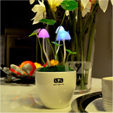 光控陶瓷蘑菇灯 创意LED小夜灯 七彩小夜灯创意家居感应灯 礼物
