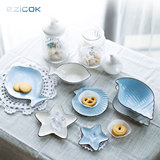 ezicok 创意日式清新海洋系列碗碟 韩式盘子西式陶瓷餐具套装欧式