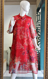 红灯笼H16031专柜正品真丝绡连衣裙 100%桑蚕丝宽松长裙结婚礼服