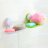 易时代吸盘肥皂盒创意沥水皂盒卫生间浴室壁挂式肥皂架双格香皂盒