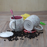 星巴克樱花马克杯创意陶瓷咖啡杯欧式简约水杯办公室杯子桃花朵朵