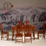 红木餐桌椅刺猬紫檀餐桌椅组合红木餐台花梨木长方形实木仿古餐桌