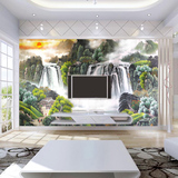 客厅水墨国画3D立体影视电视墙背景壁画大型山水风景中式壁画墙纸