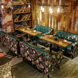 创意咖啡厅桌椅 实木卡座沙发 西餐厅奶茶店桌椅甜品店餐桌椅组合