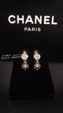 香港专柜代购Chanel/香奈儿16新款淡金色珍珠花朵CC logo吊坠耳钉