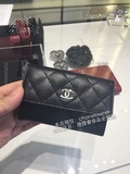 海外专柜代购Chanel香奈儿菱形格荔枝纹牛皮银扣卡包零钱包现货