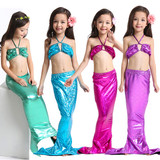 儿童美人鱼泳衣服装女童公主美人鱼尾巴游泳装女孩海滩分体比基尼