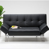 日式小户型皮艺沙发床1.8米 可折叠客厅办公休闲双人皮革沙发床