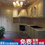 深圳东莞惠州欧式实木整体橱柜米白色风格厨房厨柜定制定做工厂店