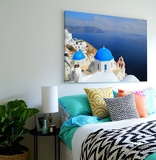 地中海风格摄影风景卧室饭厅挂画 蓝色海洋简约客厅可定制装饰画