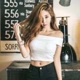韩版短款小吊带背心女夏露肩紧身抹胸露背一字领修身露脐性感上衣