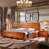 实木床1.8米 双人床主卧1.5米床 橡木家具单人床1.2米 高箱储物床