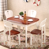 实木可折叠伸缩餐桌椅组合简约韩式田园白色小户型饭桌子餐台方桌