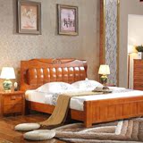 实木床橡木床1.5米1.8m原木床木质双人床高箱储物床中式简约婚床
