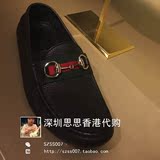 香港代购Gucci/古奇女鞋织带装饰马衔扣真皮驾车鞋265309 AHM10