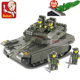小鲁班陆军梅卡瓦坦克兼容乐高积木军事拼插塑料拼装益智儿童玩具