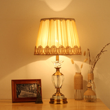 美式布艺水晶台灯中式古典创意简约客厅复古卧室床头灯欧式装饰灯