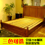 特价美式实木床双人床欧式立柱床水曲柳实木床可定制高箱抽屉床