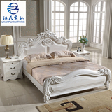 全实木欧式雕花榆木双人大床1.8米高箱储物美式现代法式卧室婚床