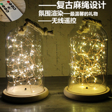 实木玻璃罩创意夜灯北欧宜家LED装饰台灯床头灯新居卧室生日礼品