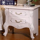欧式象牙白床头柜简约实木家具盖绒布小户型雕花烤漆法式韩式储物