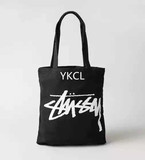 YKCL--正品现货 Stussy tote 黑白两色 帆布包单肩包 主线