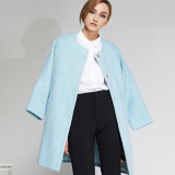 西嘉 2015新款秋装羊毛呢大衣短款圆领茧型宽松呢子大衣外套女