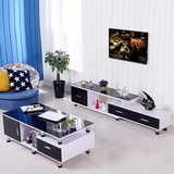 现代简约电视柜伸缩 茶几电视柜组合 钢化玻璃客厅木质柜子
