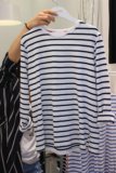 韩国东大门进口女装代购  2016夏季新款 经典圆领条纹长袖T恤