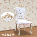 现代简约欧式餐椅软包象牙白色家用靠背梳妆美甲美容院实木椅子