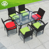 户外家具 藤椅五件套组合花园阳台西餐厅咖啡厅桌椅休闲定制藤椅