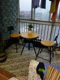 铁艺阳台庭院户外室外咖啡厅桌椅组合三件套装茶几实木小桌子升降