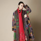 2016新款中国民族风女装秋冬装加厚中长款棉衣花中式大码外套大衣