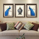 客厅装饰画现代简欧三联画沙发背景墙画美式壁画餐厅挂画富贵孔雀