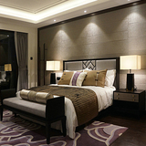 新中式实木床现代简约布艺软包1.8米双人婚床古典样板房卧室家具