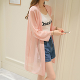 2016夏季韩版薄款中长款纯色雪纺衫防晒衣女空调衫短外套正品