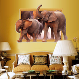3D平面立体感非洲大象墙贴环保艺术创意贴纸酒店客厅卧室装饰壁画