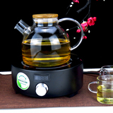 耐高温纯玻璃茶具电陶炉烧水茶壶可加热直火壶平嘴过滤木盖泡茶壶