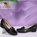 CAMEL/骆驼品牌正品名牌休闲鞋皮鞋坡跟中跟单鞋女鞋真皮套脚夏季