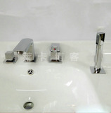 全铜欧式浴室大七四件套冷热伸缩分体龙头立式洗脸盆水龙头