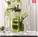 花瓶透明玻璃 富贵竹插花用圆柱直筒桌花花瓶 婚庆路引落地花瓶