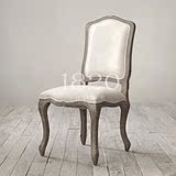 出口美国实木家具 美式/法式乡村 亚麻软包盾背扶手椅 橡木餐椅