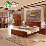 居家卧室实木进口橡木家具现代中式衣柜五六件套组合套装1.8米床