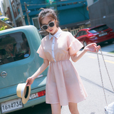 韩国东大门2016夏季新款收腰显瘦衬衫裙女学生甜美百搭格子连衣裙