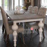 美式实木餐桌椅组合法式复古做旧白色长方形餐台北欧简约家具